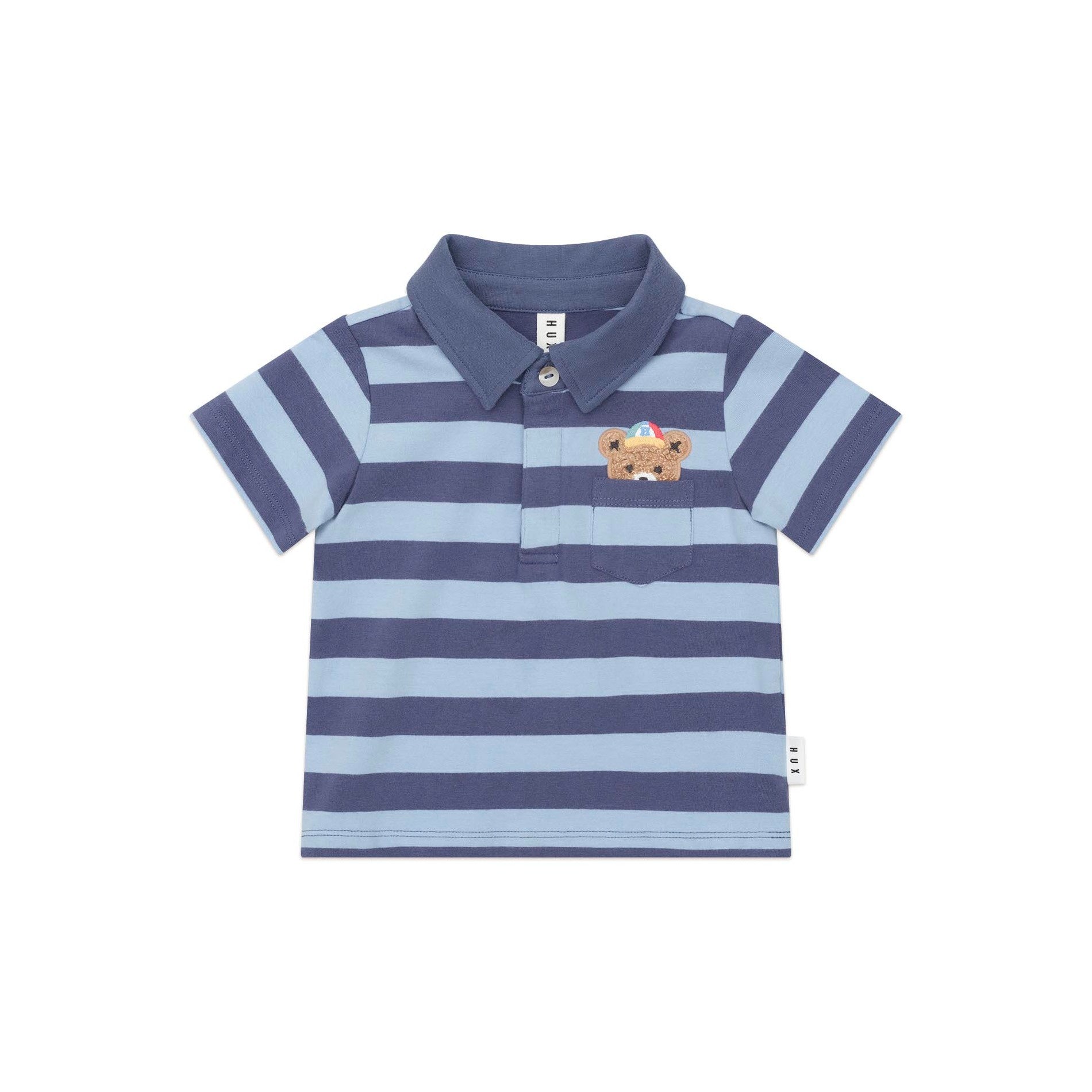 Huxbaby Peeping Hux Blue Stripe Polo T-Shirt