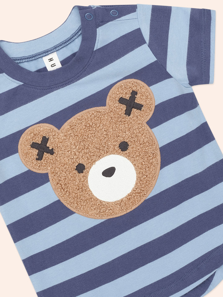 Huxbaby Furry Hux Blue Stripe Bear T-Shirt