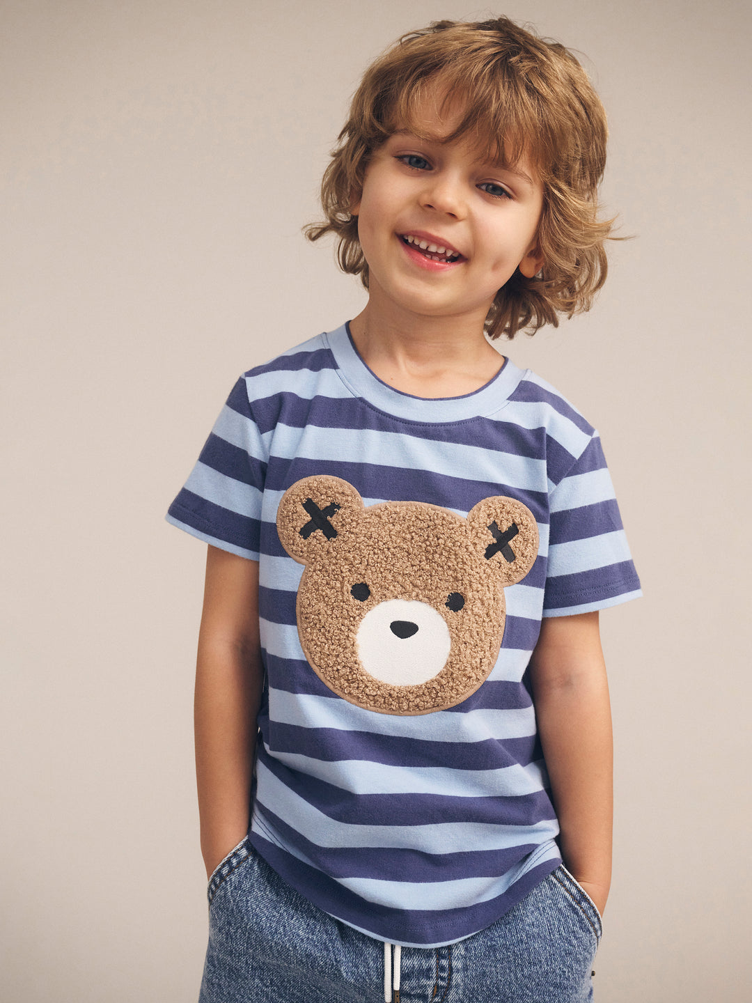 Huxbaby Furry Hux Blue Stripe Bear T-Shirt