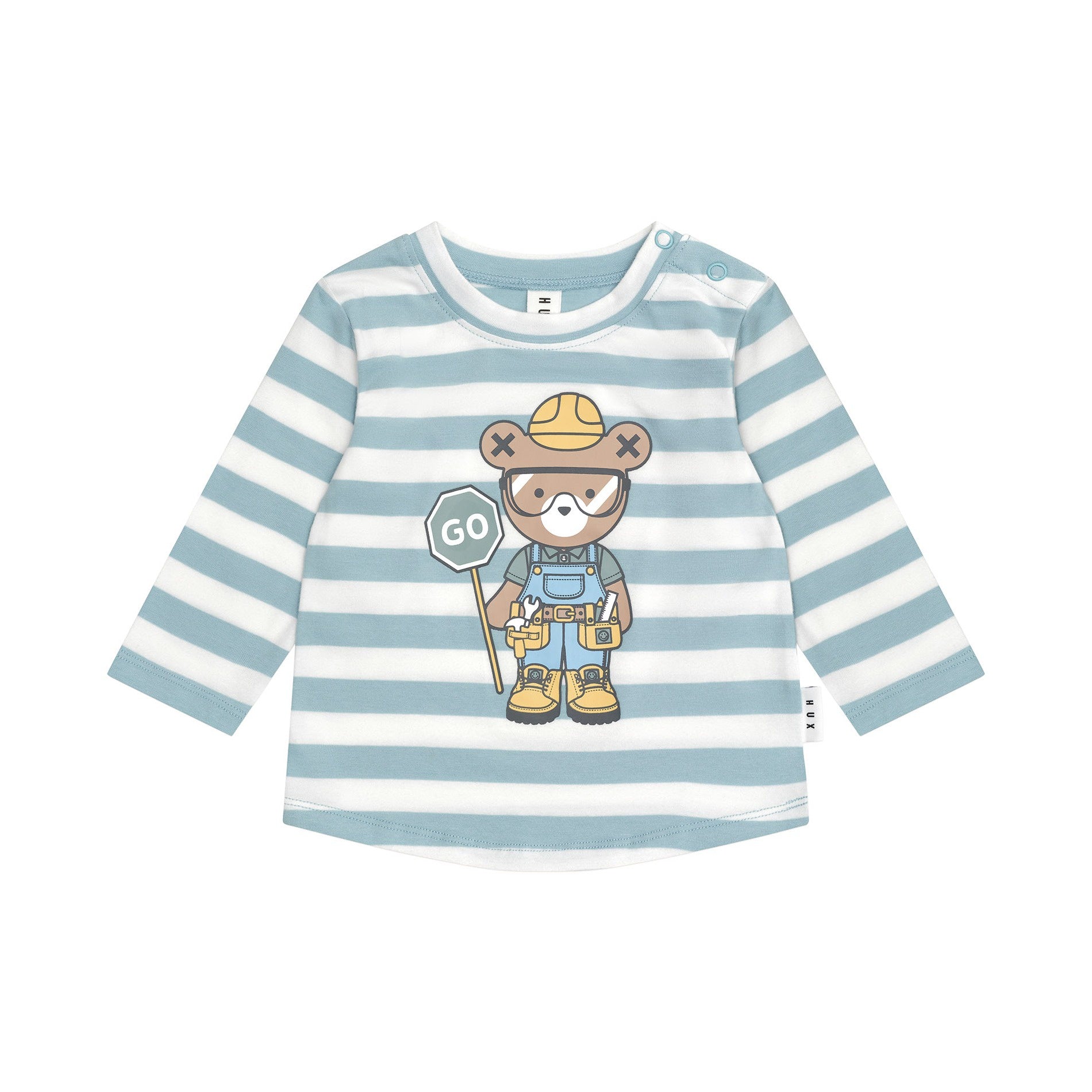 Huxbaby Roadworks Hux Stripe Top - Marine Blue/Almond Milk