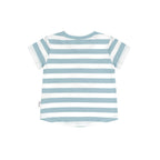Construction Dino Stripe T-Shirt - Marine Blue/Almond Milk
