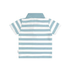 T-Rex Stripe Polo T-Shirt - Marine Blue/Almond Milk