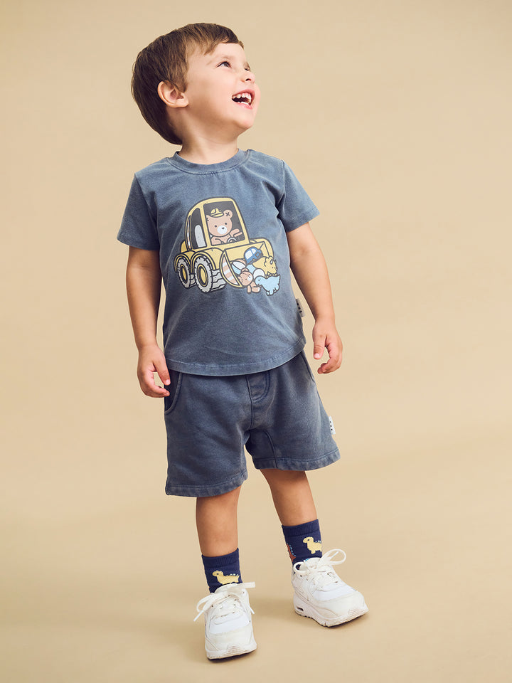 Huxbaby Digger Hux T-Shirt - Washed Navy