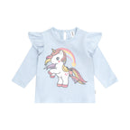 Rainbow Unicorn Frill Top - Ice Water