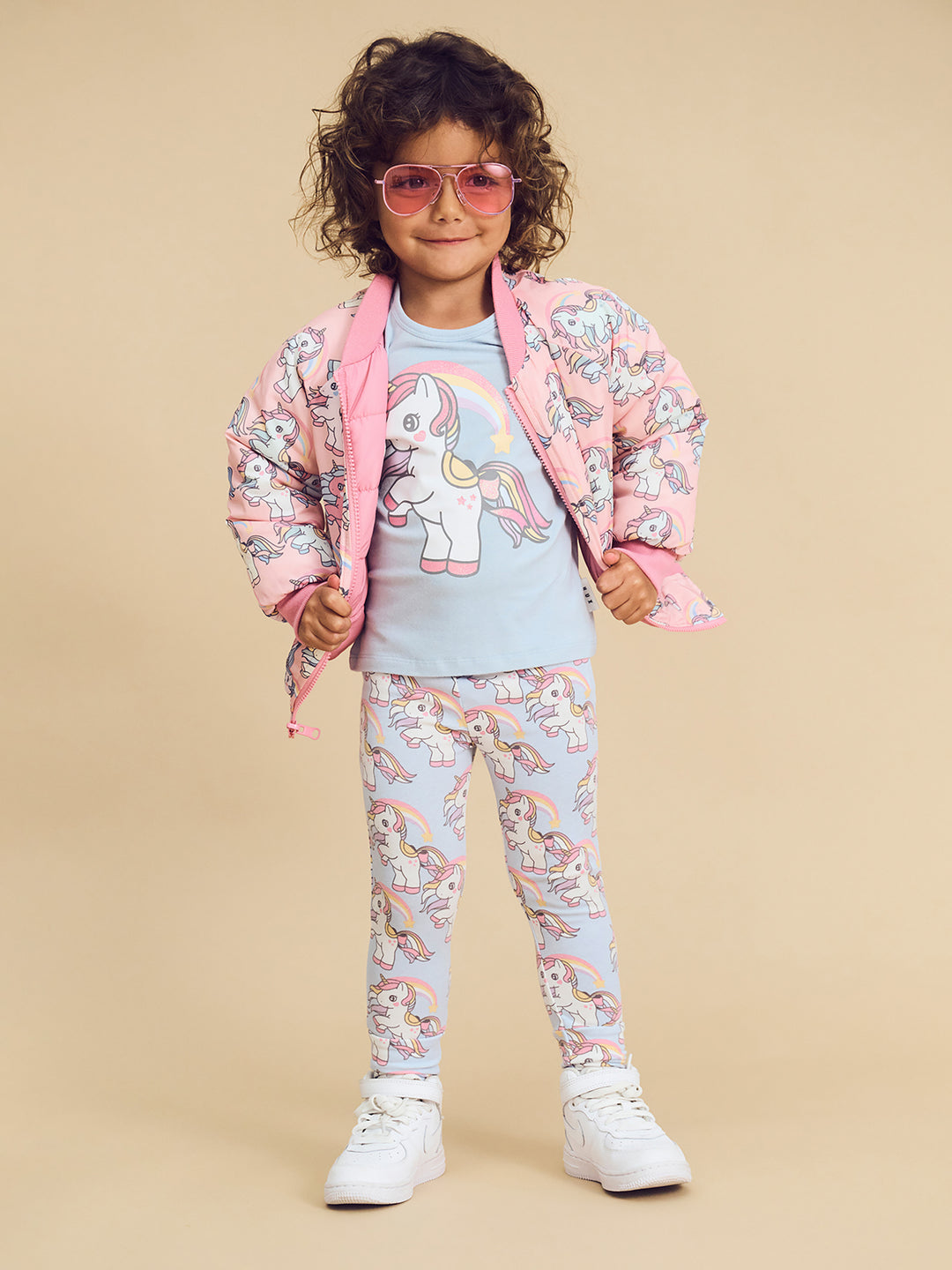 Huxbaby Rainbow Unicorn Frill Top - Ice Water