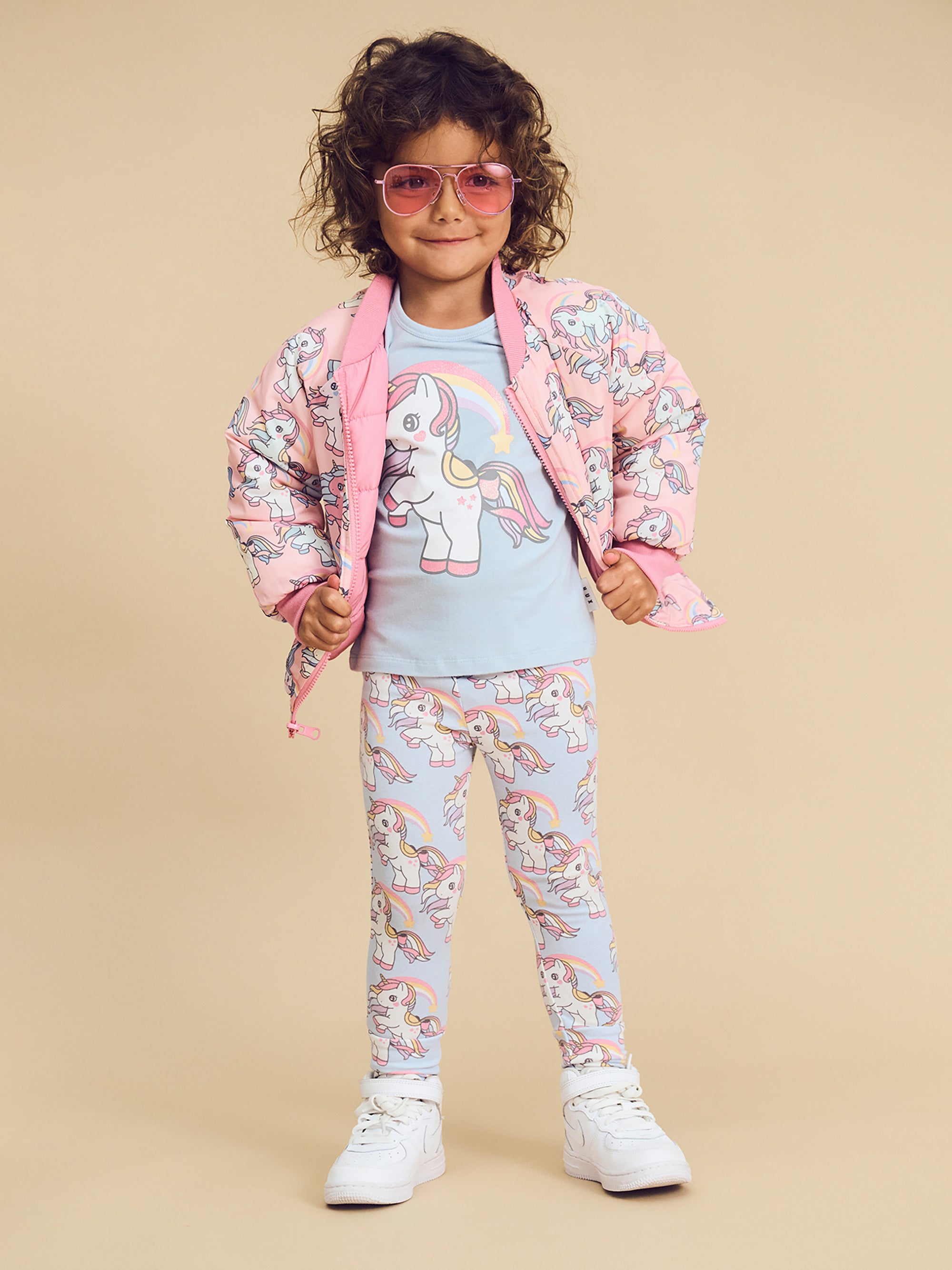 Huxbaby Rainbow Unicorn Frill Top - Ice Water