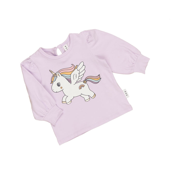 Huxbaby Magical Unicorn Puff Top - Bright Orchid