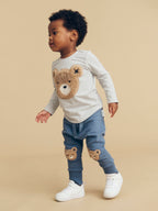 Furry Huxbear Top - Grey Marle