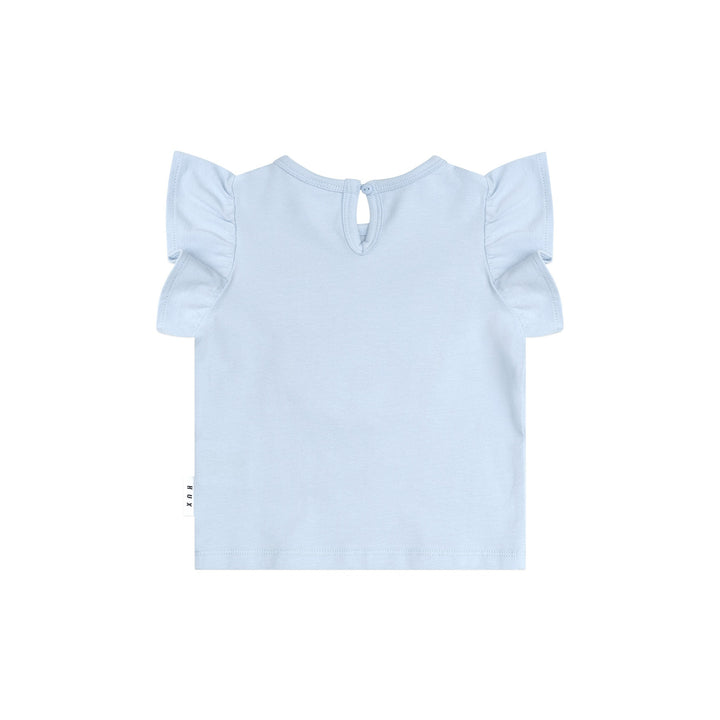 Huxbaby Heart Fur Bear Frill T-Shirt - Ice Water