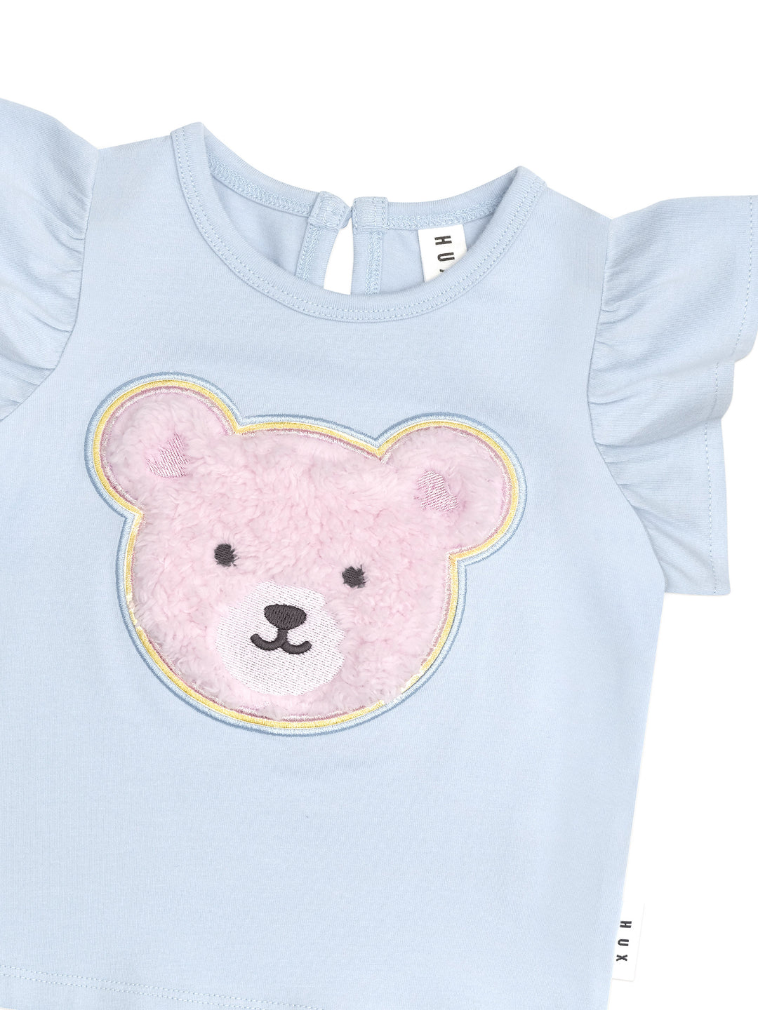 Huxbaby Heart Fur Bear Frill T-Shirt - Ice Water