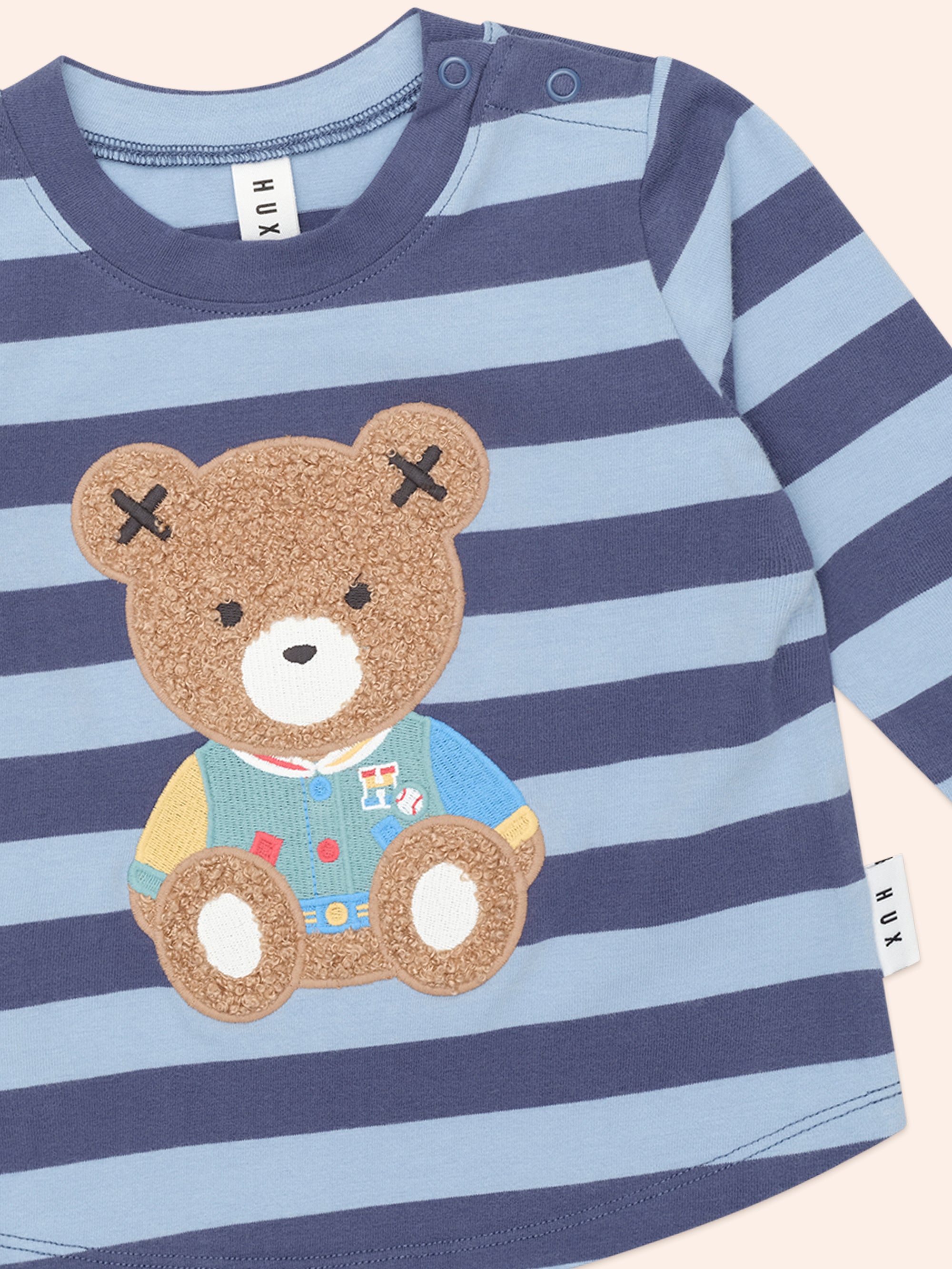 Huxbaby Furry Hux Blue Stripe Bear Top