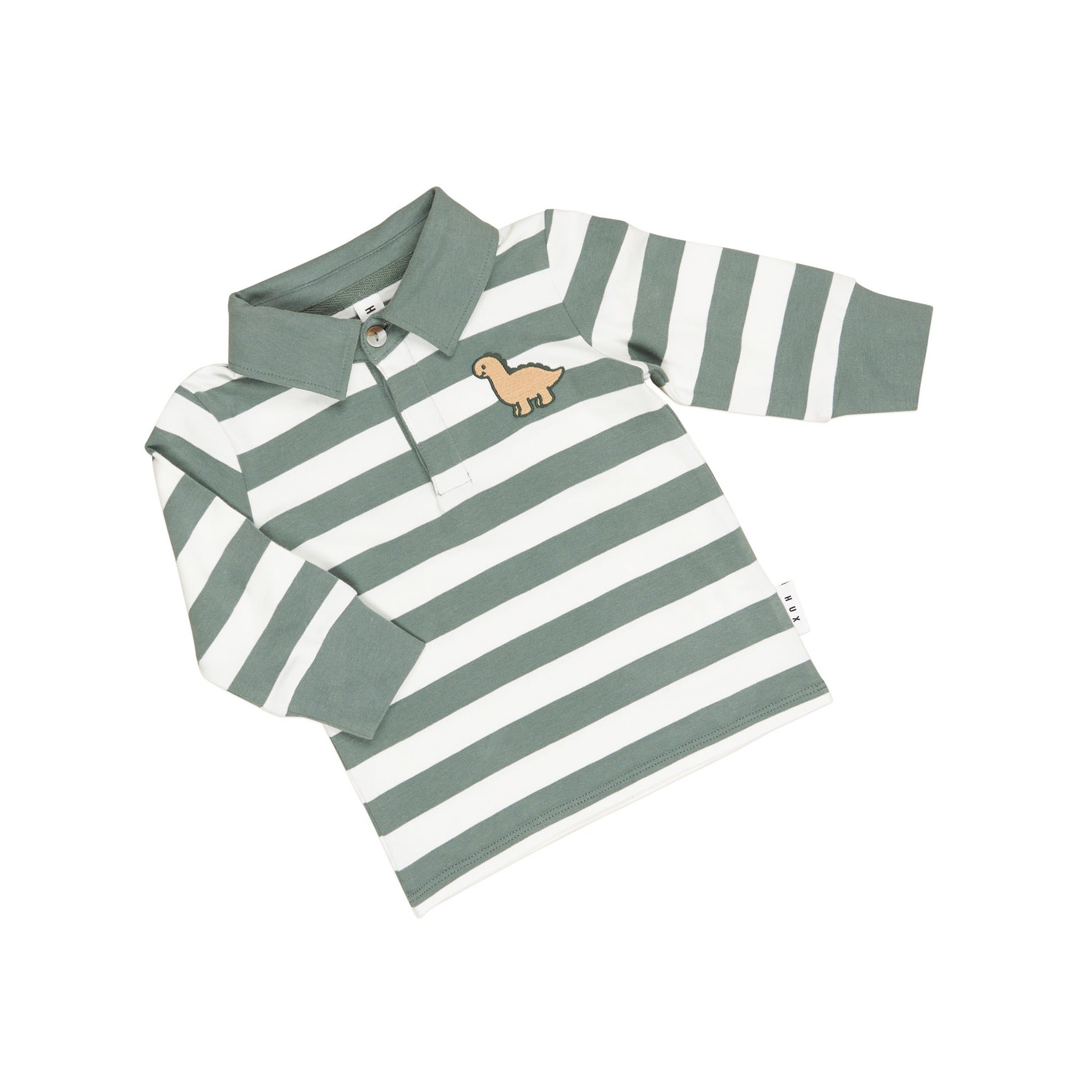 Dino Stripe Polo - Spruce + Almond
