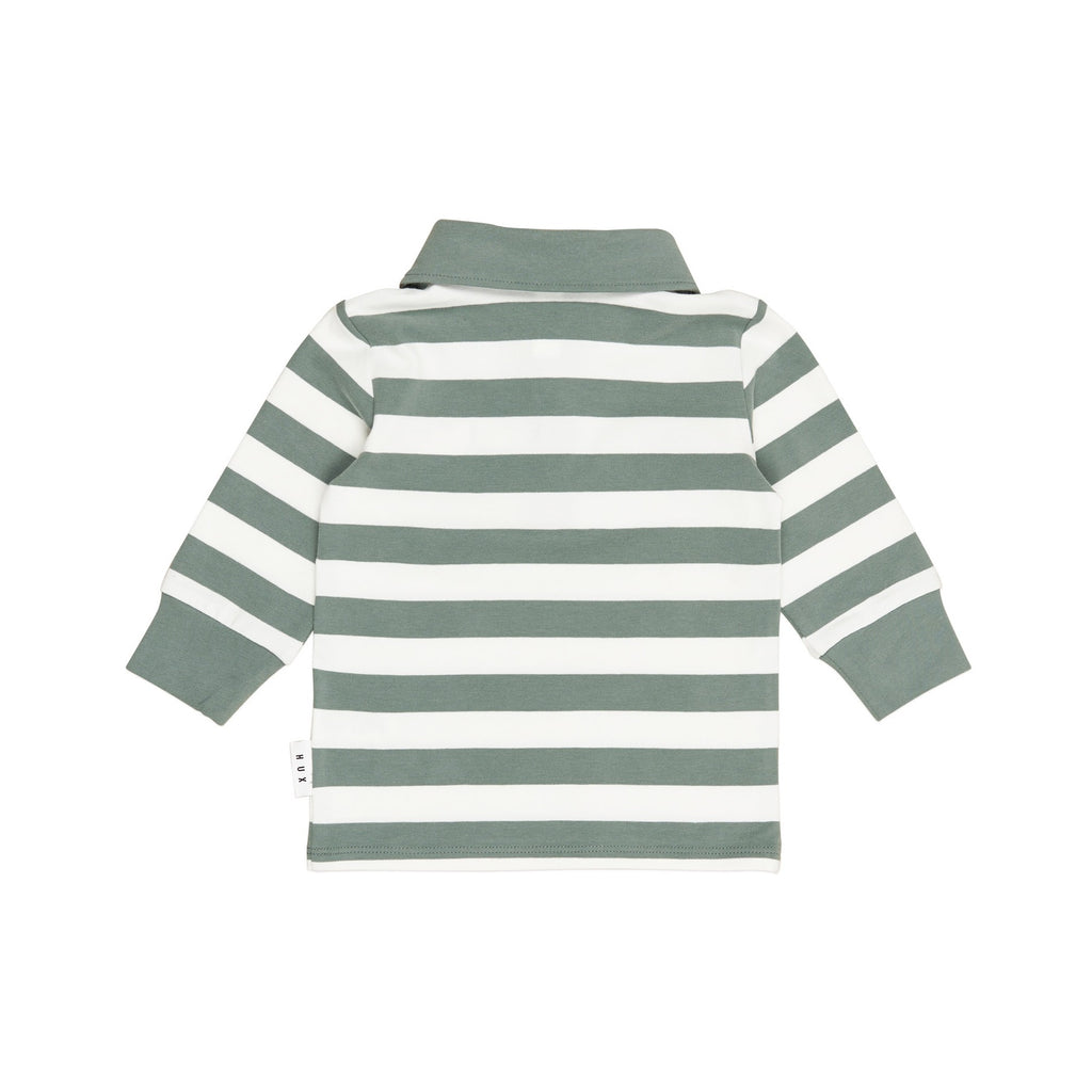 Dino Stripe Polo - Spruce + Almond
