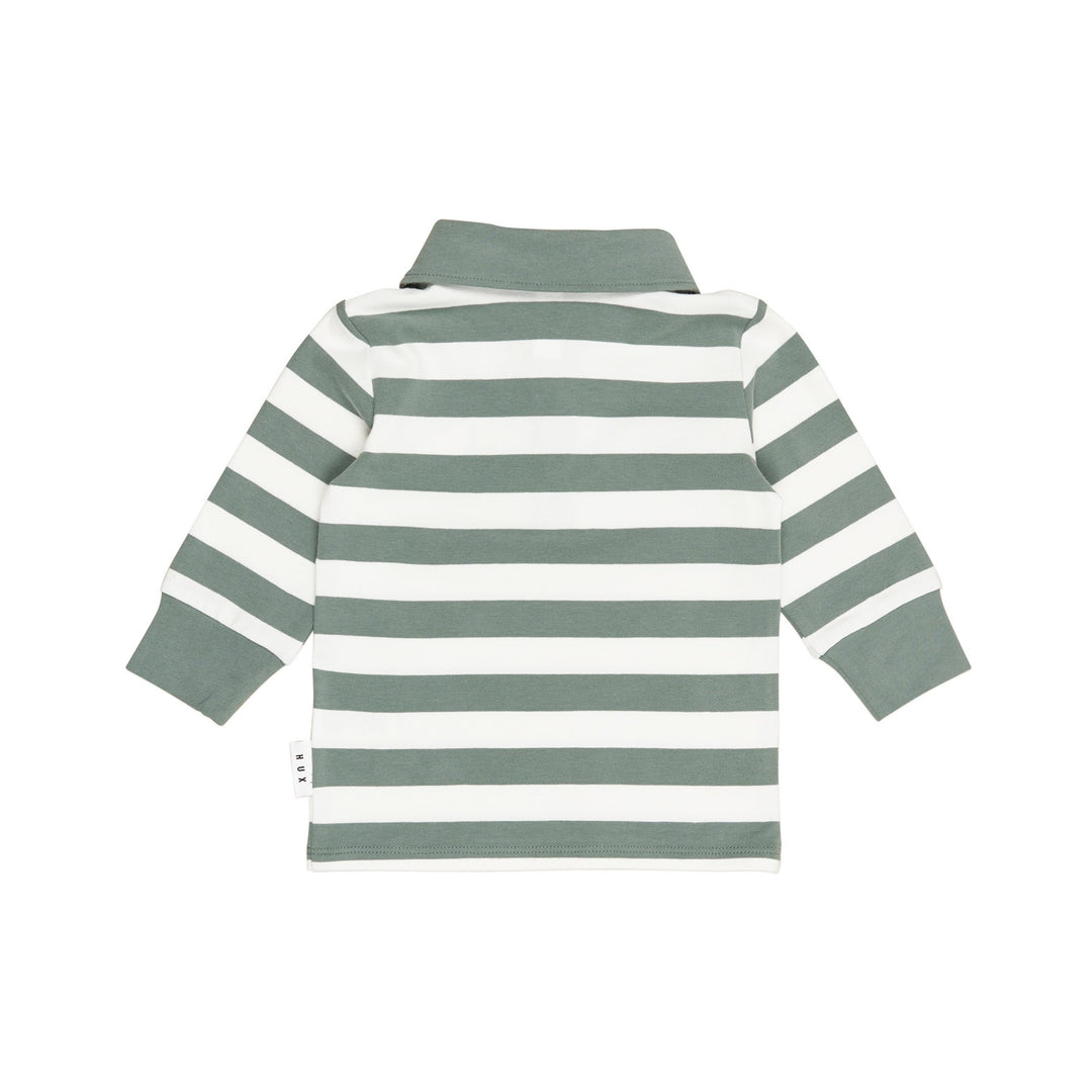 Huxbaby Dino Stripe Polo - Spruce + Almond