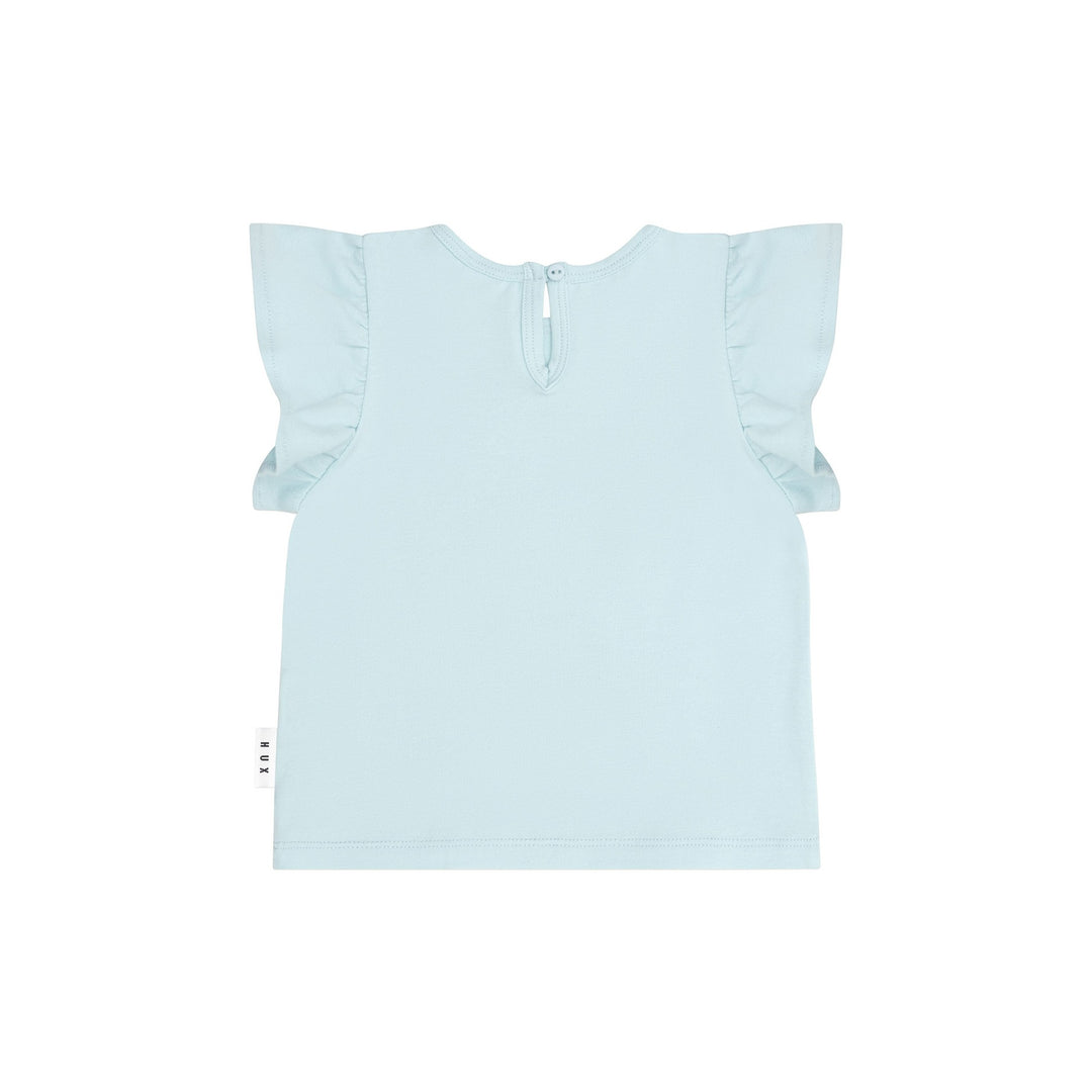 Huxbaby Mercorn Glitter Frill T-Shirt - Soft Aqua