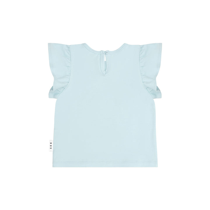 Huxbaby Mercorn Glitter Frill T-Shirt - Soft Aqua