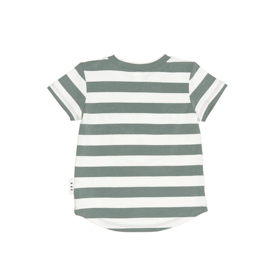 Huxbaby Furry Huxbear Stripe T-Shirt - Spruce + Almond