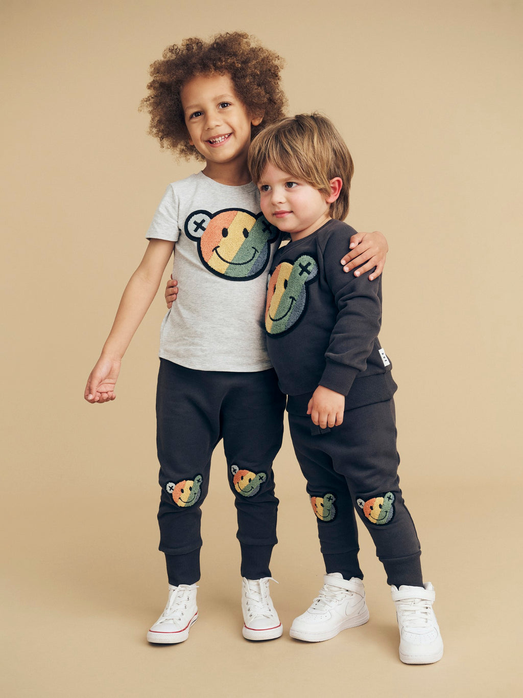 Smiley Rainbow Sweatshirt - Soft Black