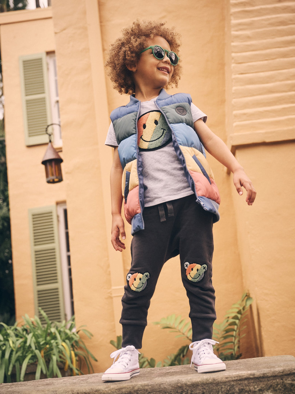 Smiley Rainbow Puffer Vest