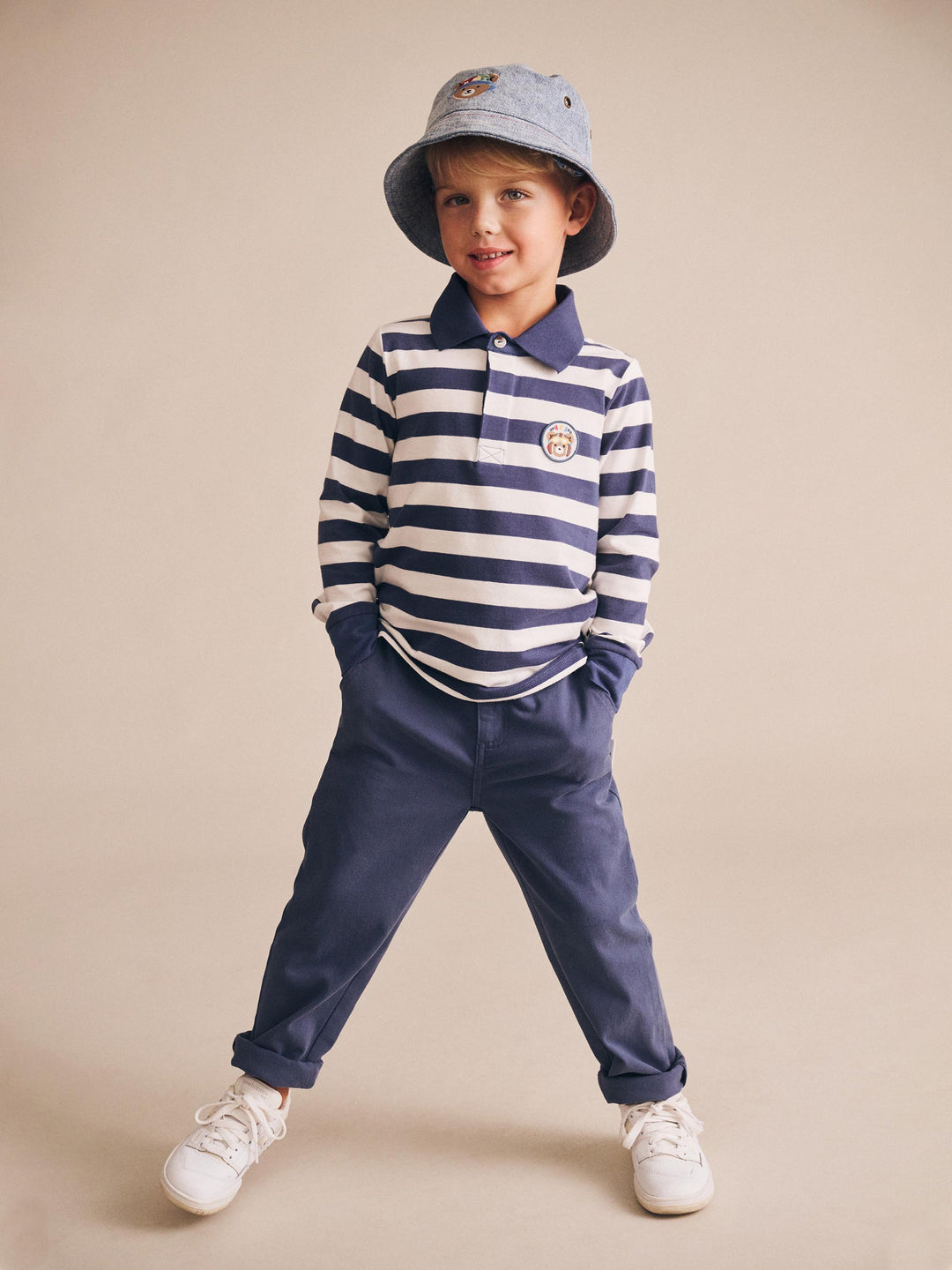 Huxbaby Stripe Polo Longsleeve Top