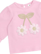 Cherry Daisy Puff Sleeve Top - Lilac Mist