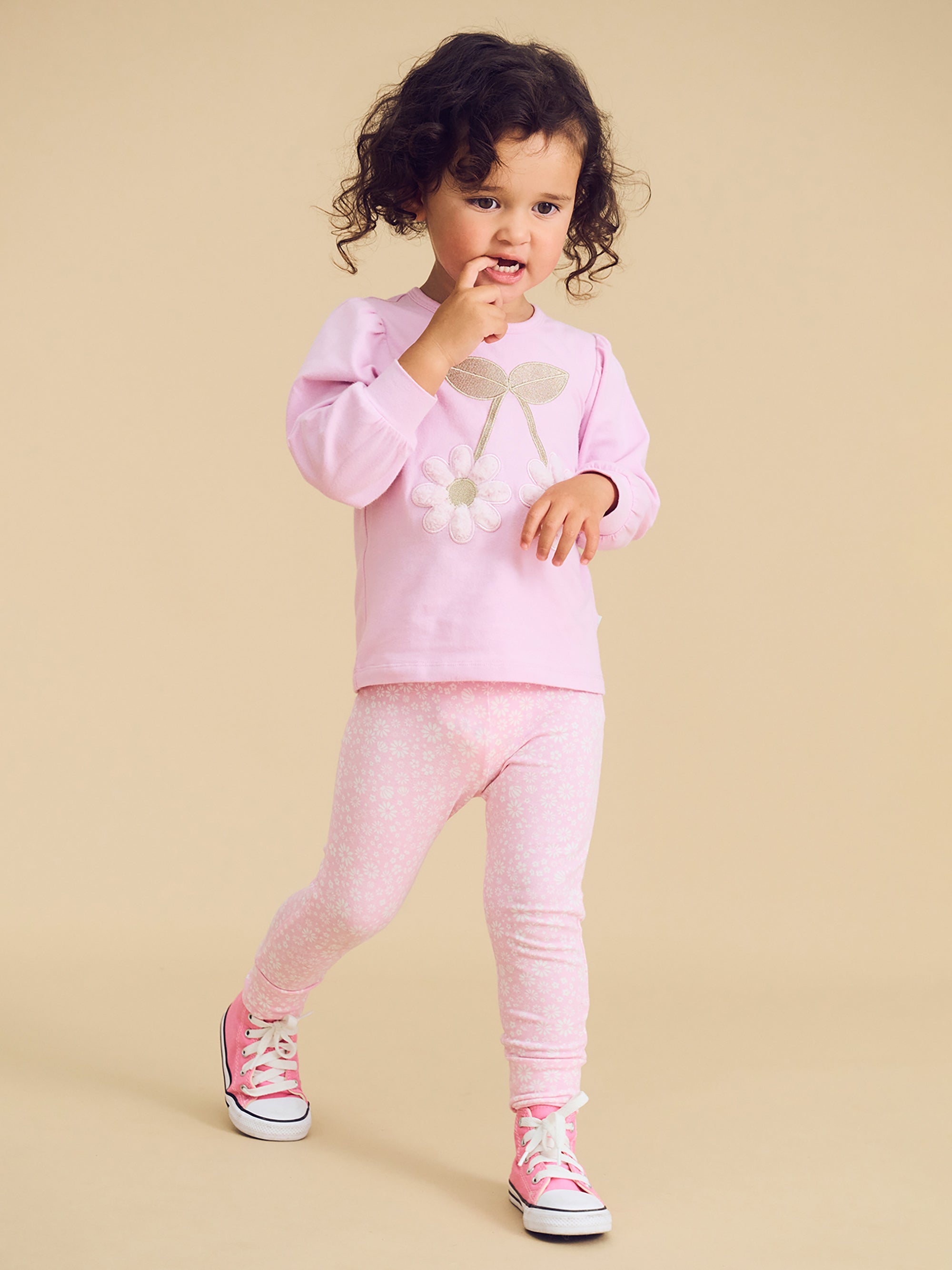 Huxbaby Cherry Daisy Puff Sleeve Top - Lilac Mist