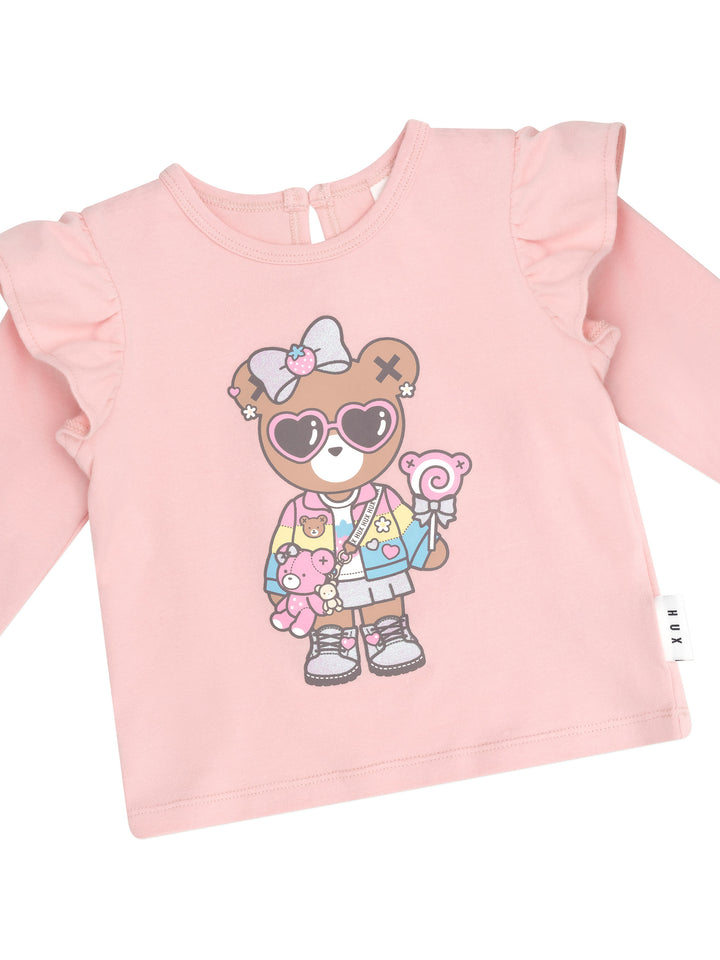 Huxbaby Cool Girl Frill Top - Candy