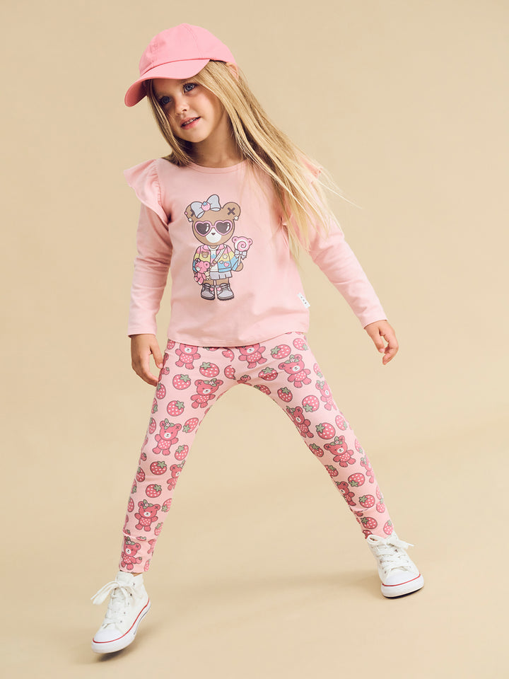 Huxbaby Cool Girl Frill Top - Candy