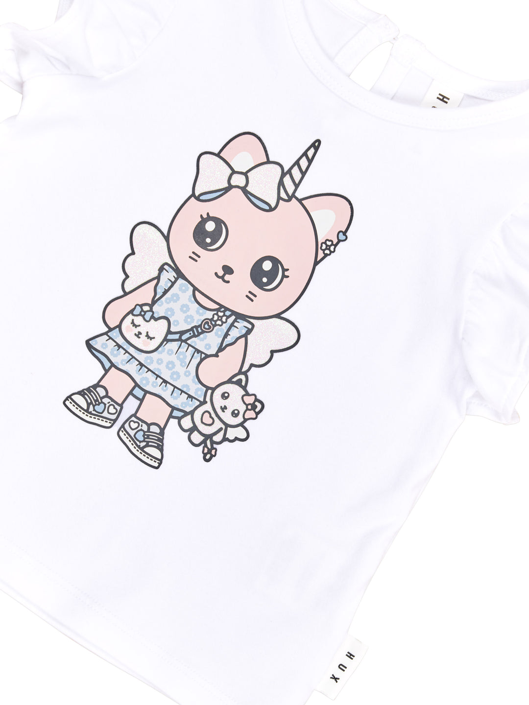 Huxbaby Glitter Caticorn Frill T-Shirt - White