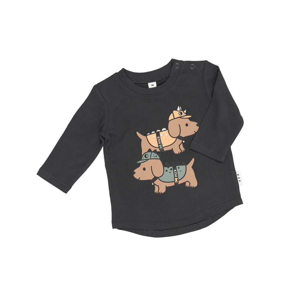 Dino Dog Pals Top - Soft Black