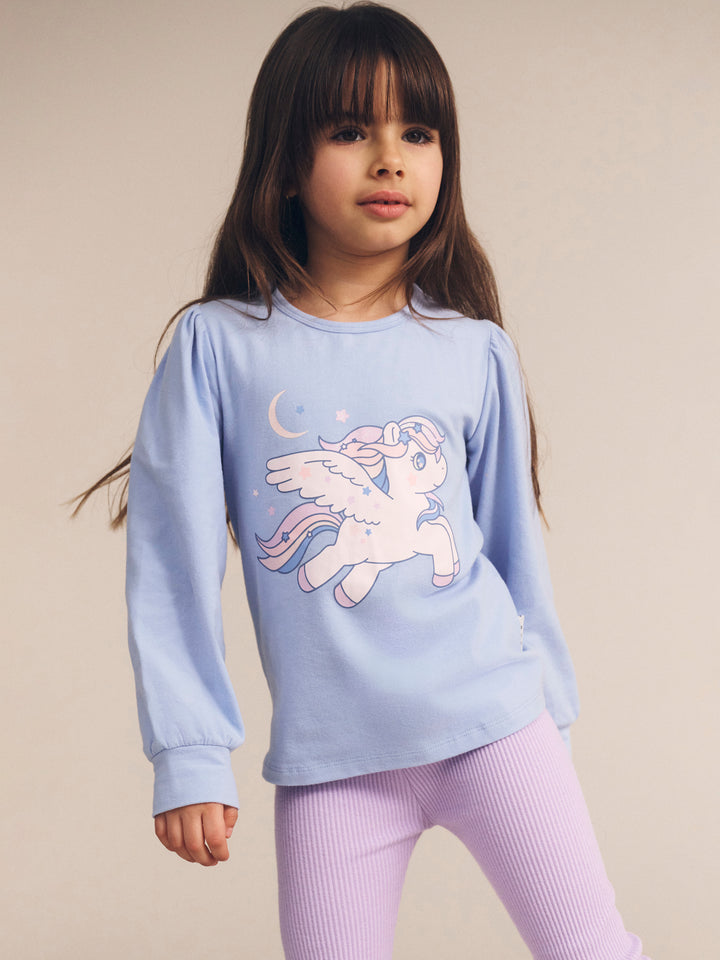 Huxbaby Celestial Unicorn Puff Sleeve Top