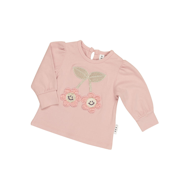 Huxbaby Smile Flower Puff Top - Peony