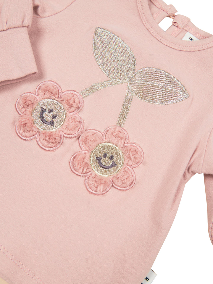 Huxbaby Smile Flower Puff Top - Peony