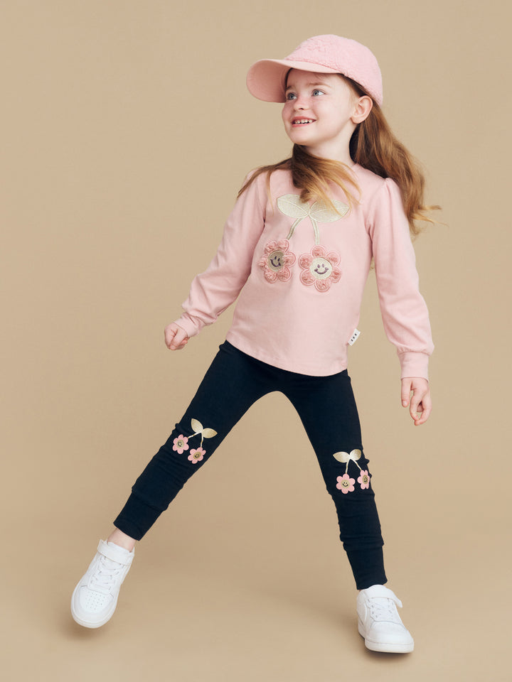 Huxbaby Smile Flower Puff Top - Peony