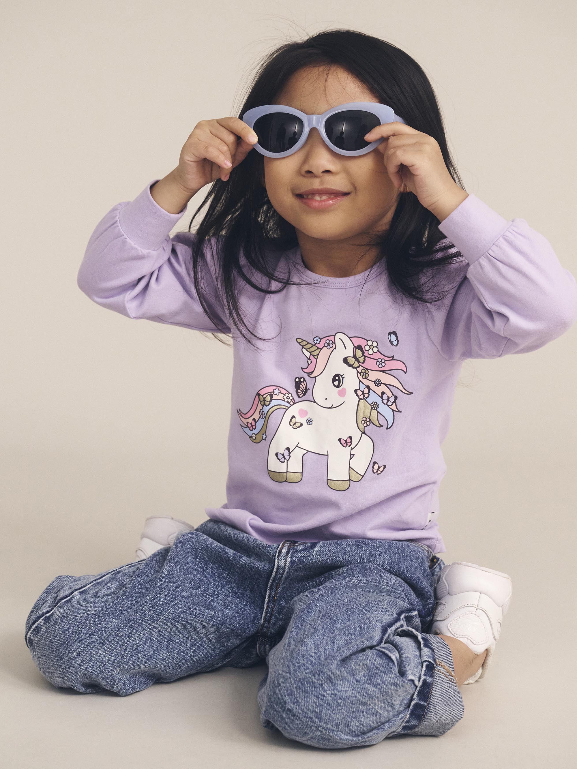 Huxbaby Butterfly Unicorn Puff Sleeve Top