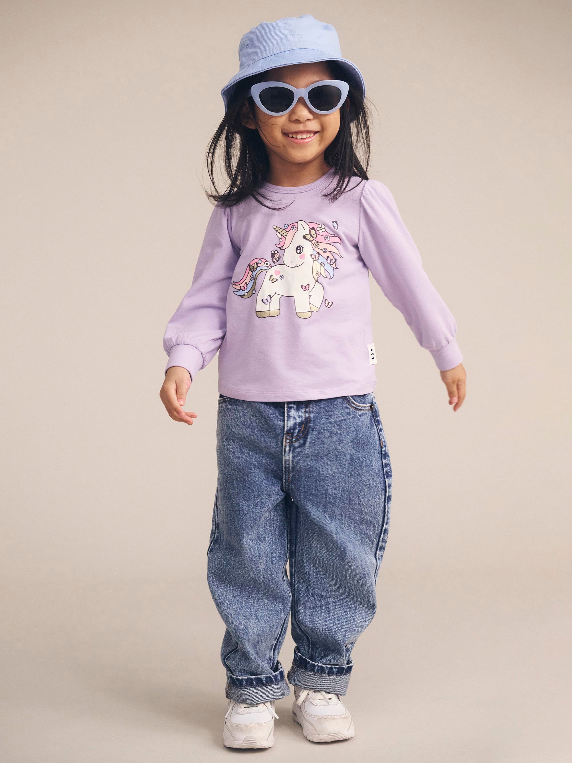 Huxbaby Butterfly Unicorn Puff Sleeve Top