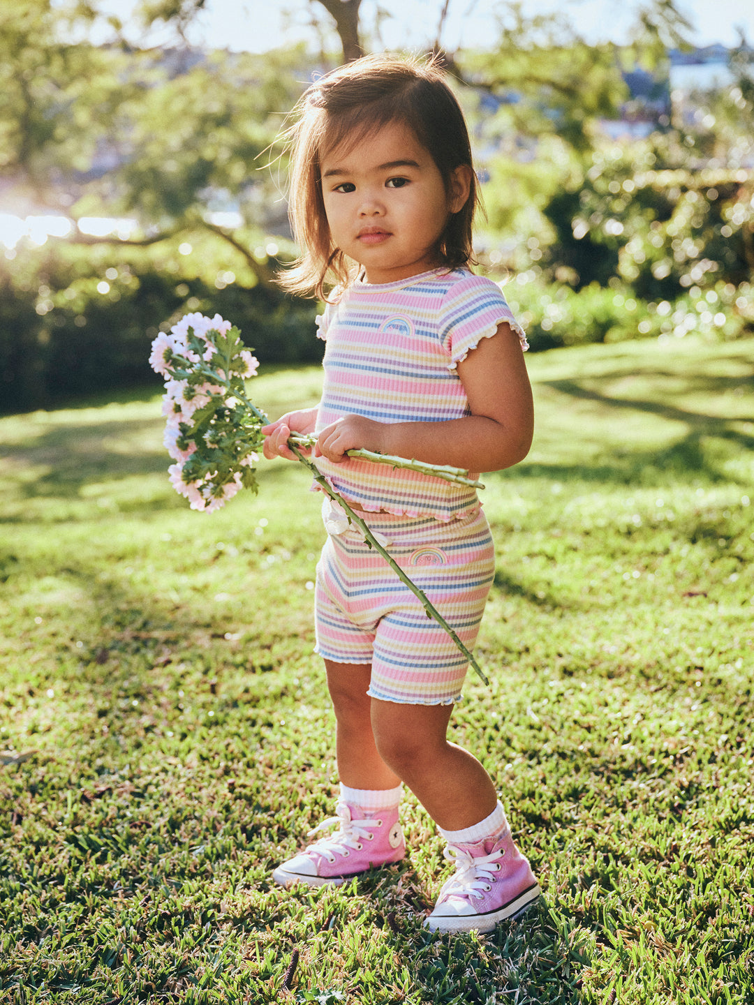 Huxbaby Rainbow Stripe Rib Tee