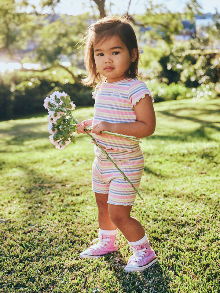 Huxbaby Rainbow Stripe Rib Tee