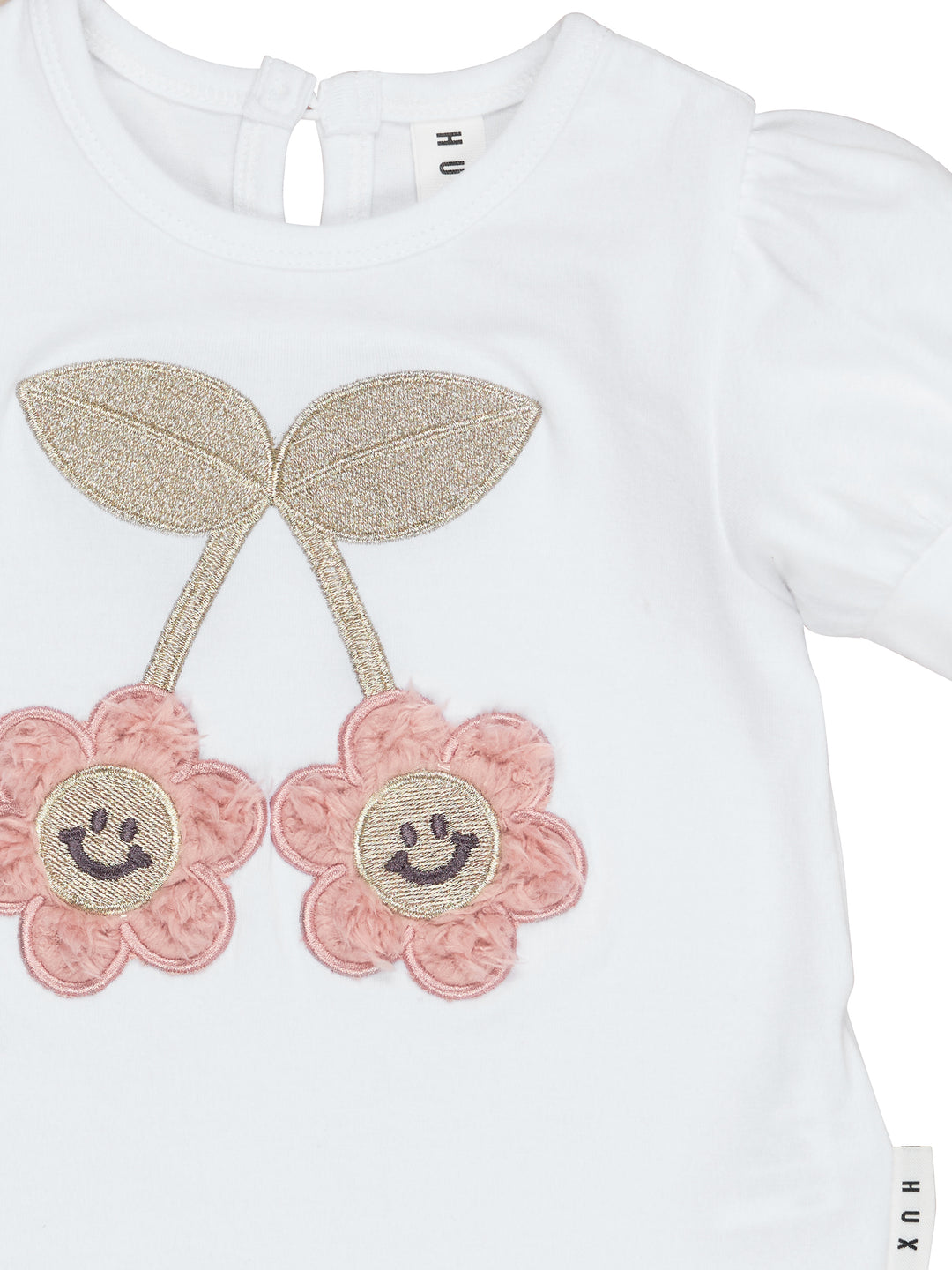 Huxbaby Smile Flower Puff T-Shirt - White