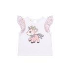 Reindeer Tulle Sleeve T-Shirt - White