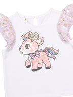 Reindeer Tulle Sleeve T-Shirt - White