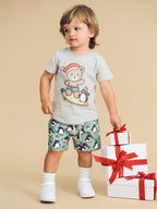 Surfn' Festive Hux T-Shirt  - Grey Marle