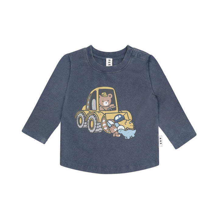 Huxbaby Digger Hux Long Sleeve T-Shirt - Washed Navy