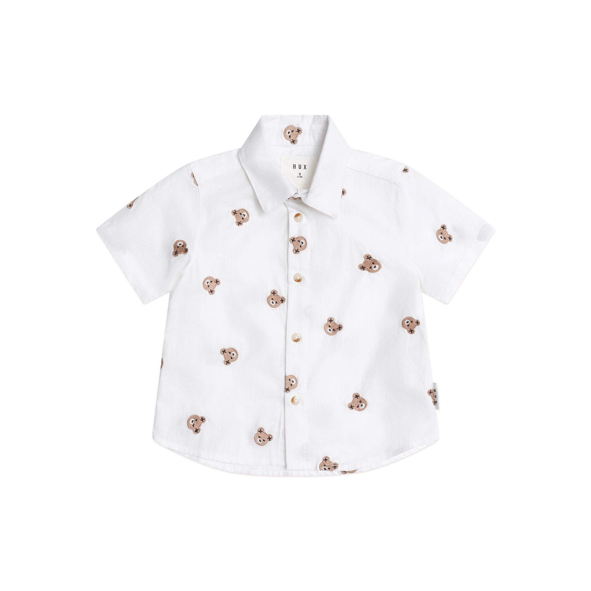 Huxbaby Shortsleeve Huxbear Button Up Crisp White