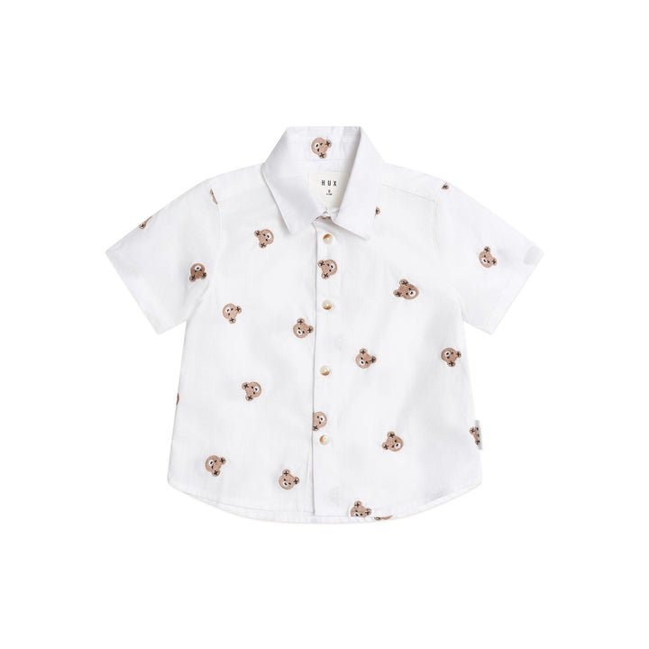 Huxbaby Shortsleeve Huxbear Button Up Crisp White