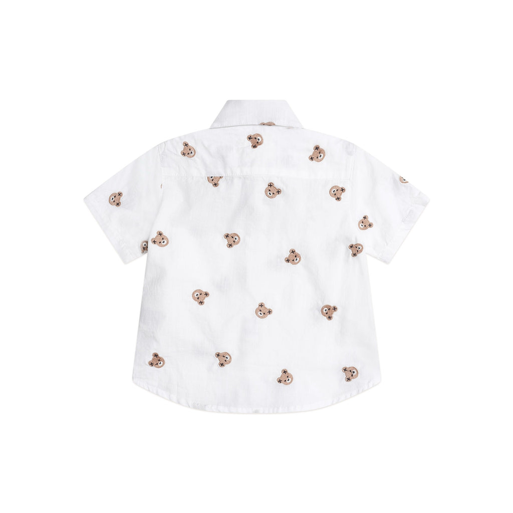 Huxbaby Shortsleeve Huxbear Button Up Crisp White