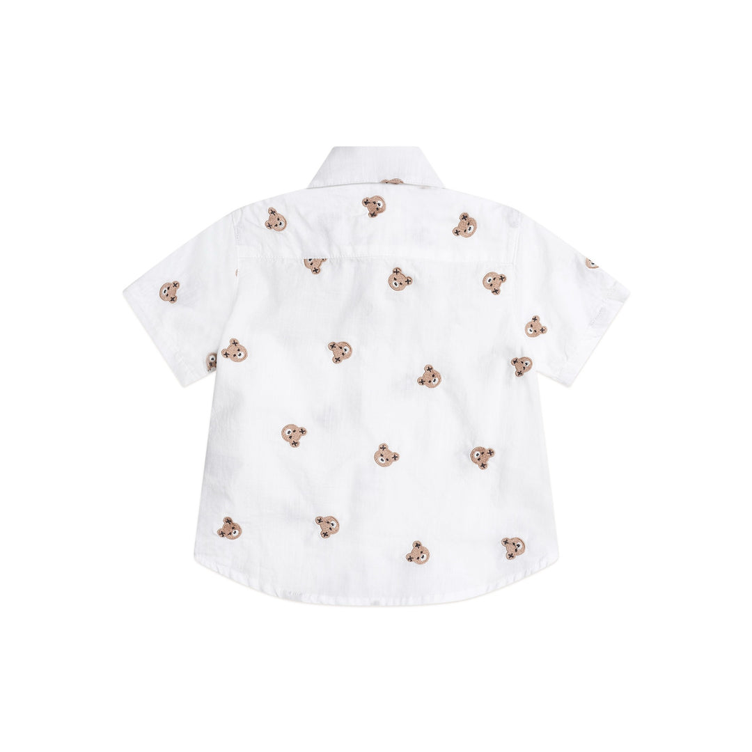 Huxbaby Shortsleeve Huxbear Button Up Crisp White