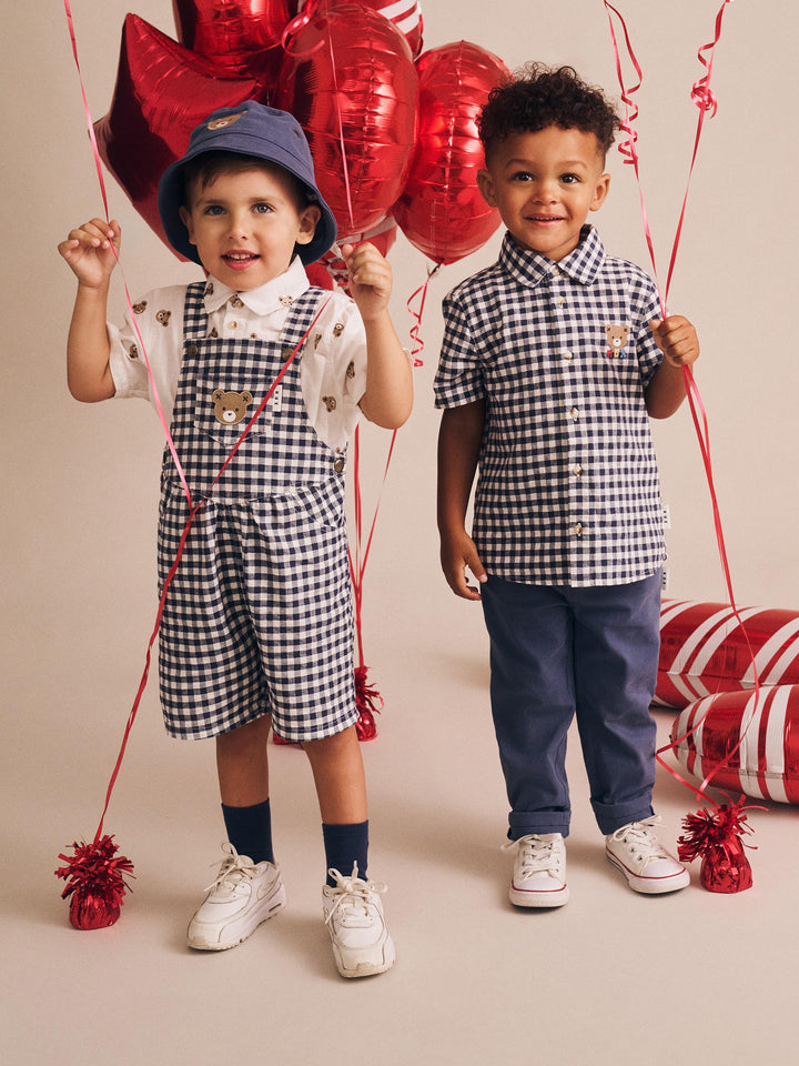 Huxbaby Shortsleeve Huxbear Button Up Crisp White