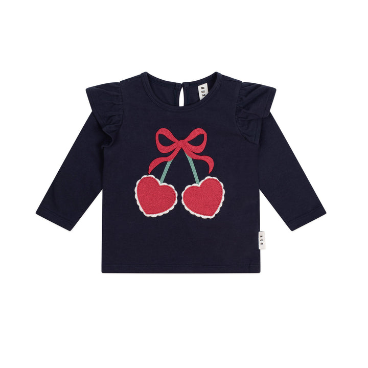 Huxbaby Cherry Heart Frill Top