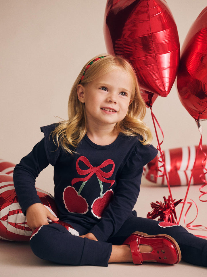 Huxbaby Cherry Heart Frill Top